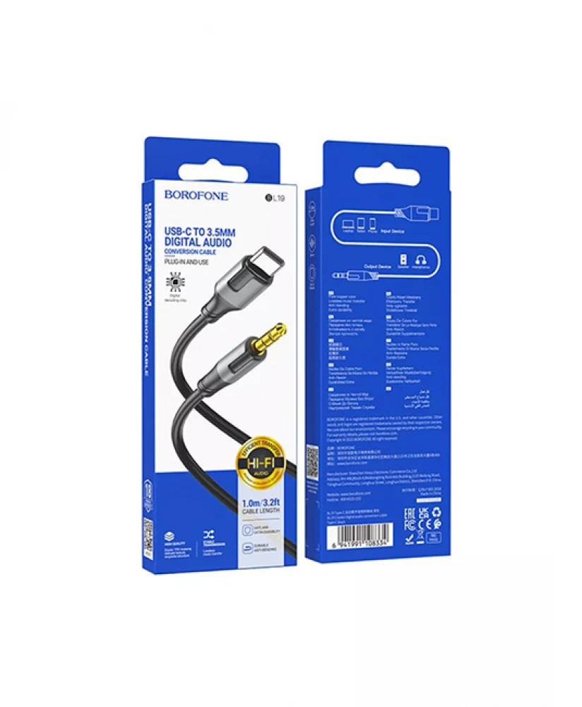 Аудиокабель Type-C – AUX 3.5 мм (1 м) BL19