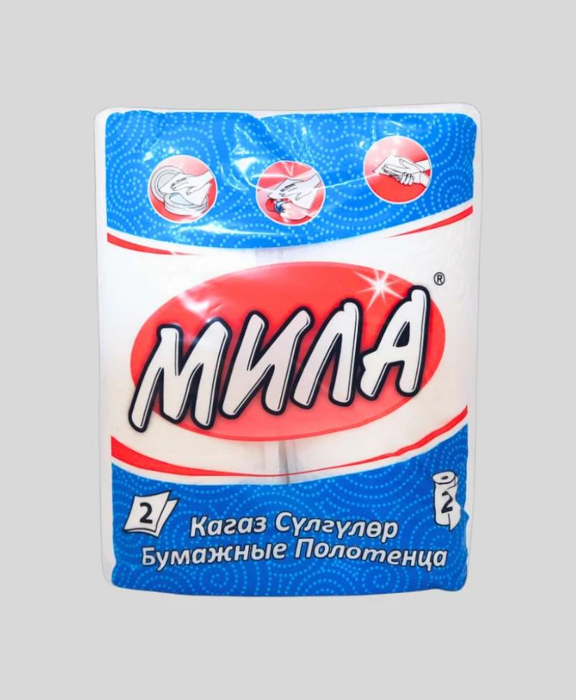 Бумажные полотенца "Мила", 2 рулона