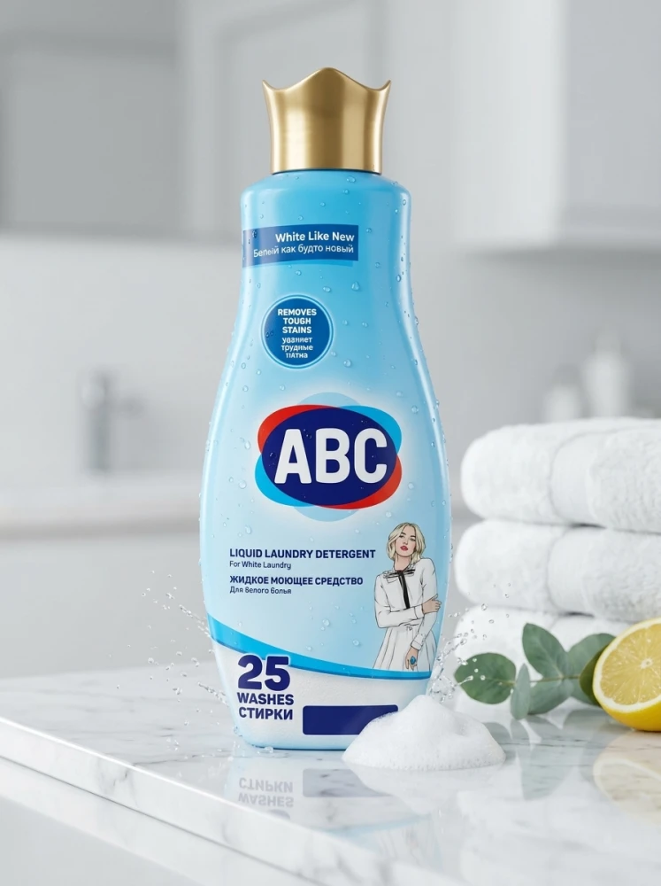 Средство для стирки белья ABC для белых тканей, 1,5л