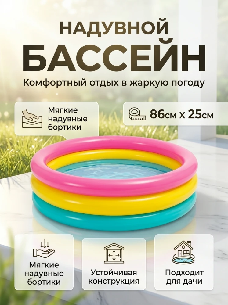 Детский надувной бассейн 86×25 см