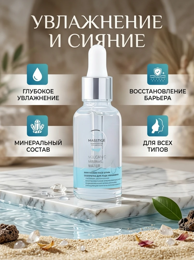 Увлажняющая сыворотка для лица MASSTIGE Laboratory Cosmetics Hyaluronic Water, 30 мл