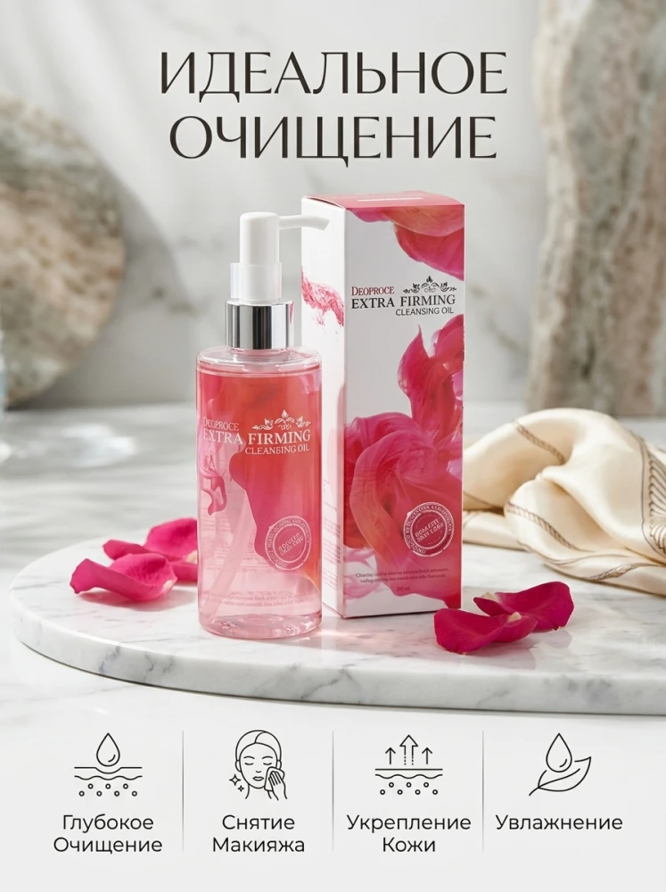 Гидрофильное масло для снятия макияжа Deoproce, 200 мл розовый