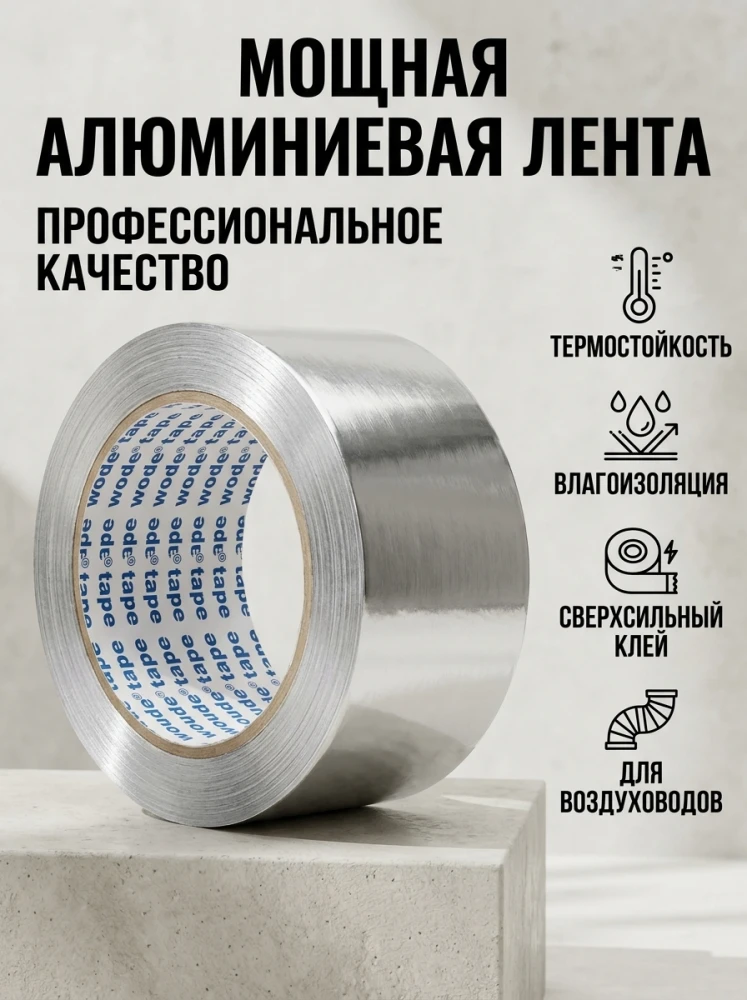 Алюминиевая клейкая лента, термостойкий скотч для воздуховодов, тепло- и влагоизоляции