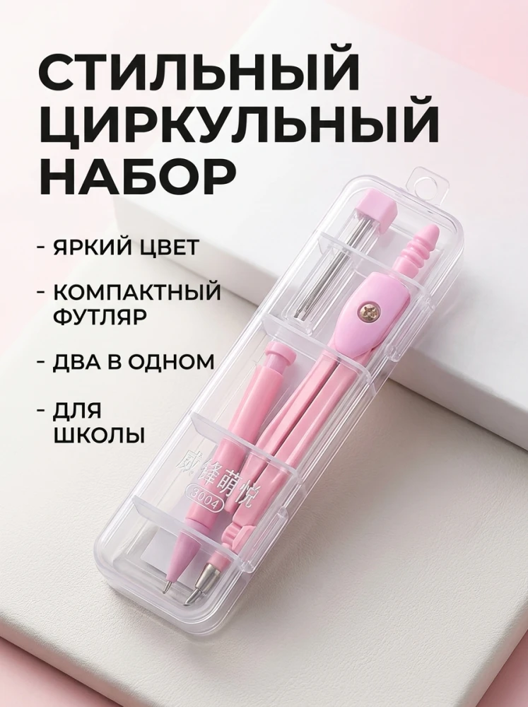 Циркульный набор 2 в 1 для школы и черчения, компактный футляр