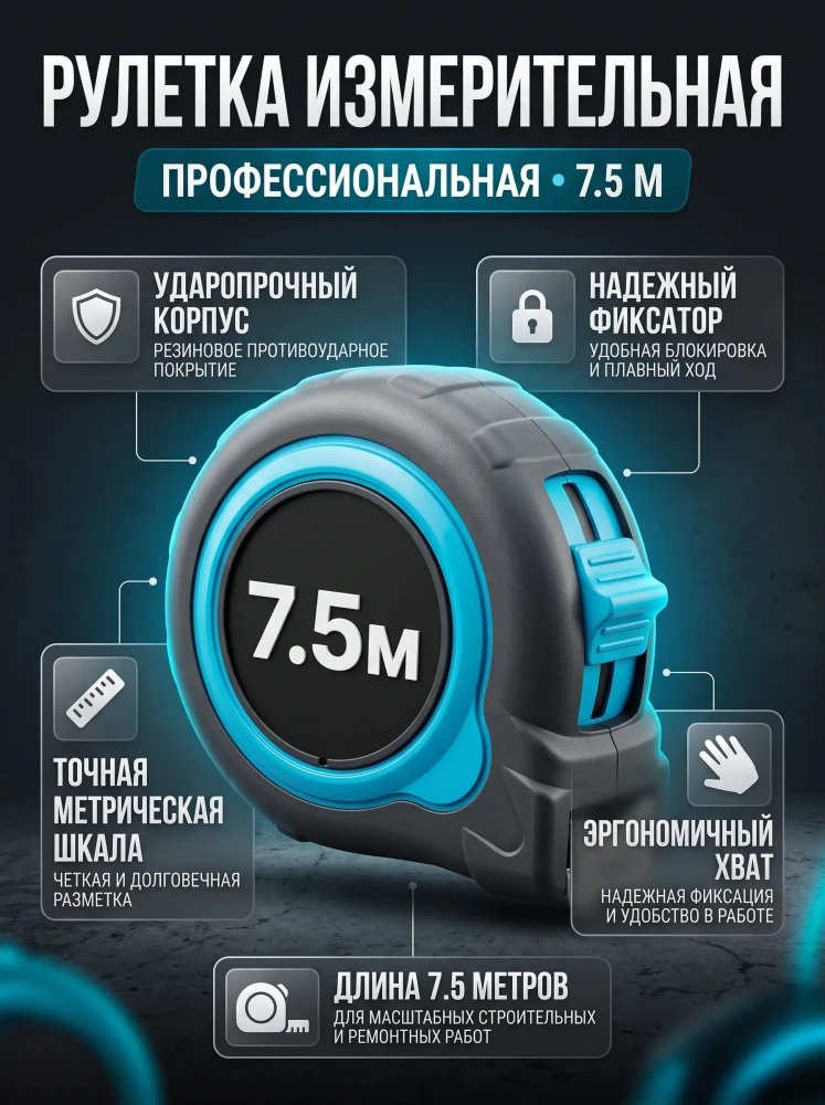 Измерительная рулетка Maximum Power Tape Professional 7.5 м