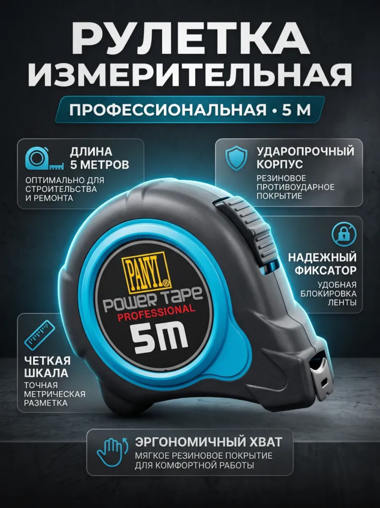 Рулетка измерительная 5 м Panyi Power Tape Professional