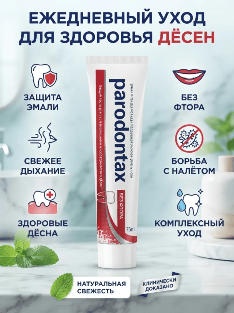 Зубная паста Parodontax без фтора, для ежедневного ухода за зубами и дёснами