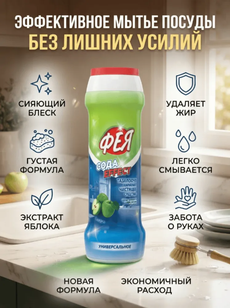 Чистящее средство Фея Сода Effect «Яблоко», универсальное