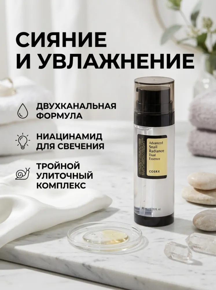 Двухфазная эссенция с муцином улитки и ниацинамидом, 80 мл