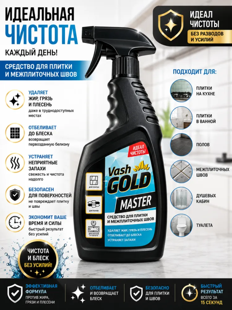 Средство для плитки и межплиточных швов Vash GOLD Master