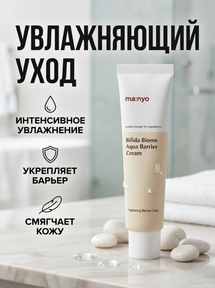 Крем для лица ma:nyo Bifida Biome Aqua Barrier Cream, интенсивно увлажняющий и восстанавливающий защитный барьер кожи