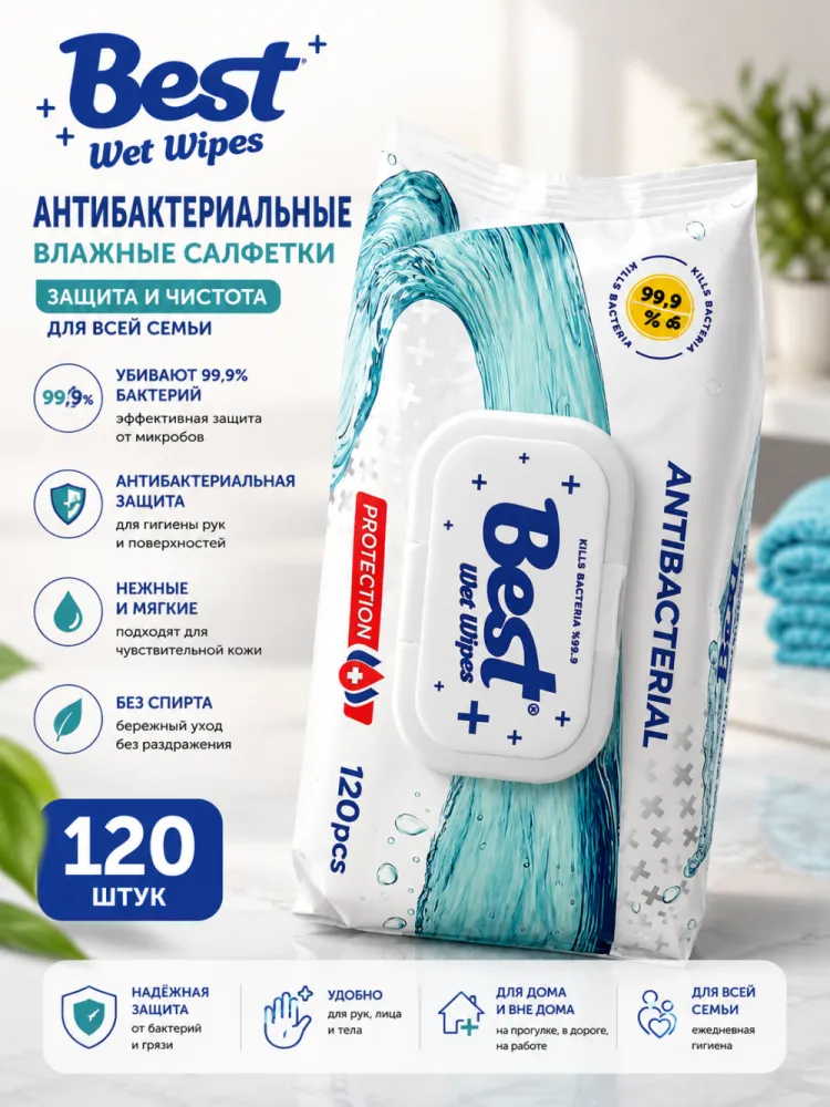 Влажные салфетки Best антибактериальные