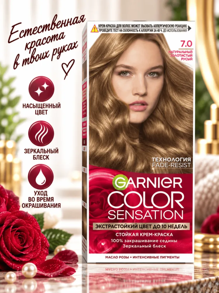Стойкая крем-краска для волос Garnier Color Sensation 7.0 Золотистый Топаз