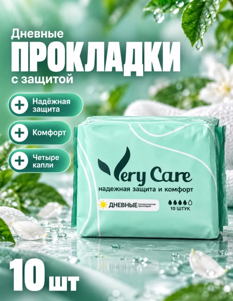 Прокладки женские гигиенические Very Care дневные, 10 шт