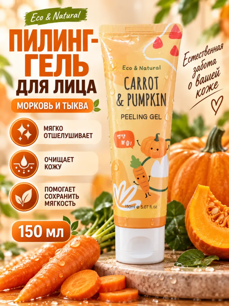 Пилинг-гель для лица Eco and Natural Carrot and Pumpkin