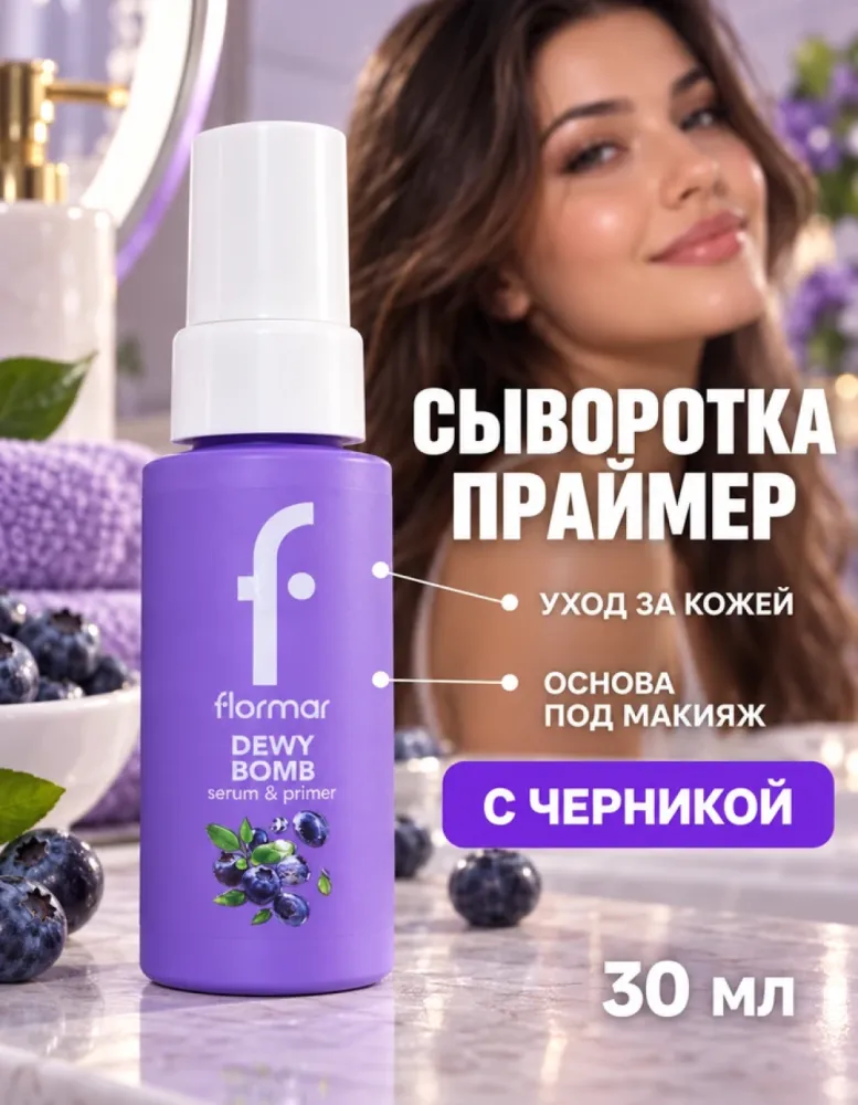 Сыворотка-праймер для лица Flormar Dewy Bomb Serum & Primer, 30 мл