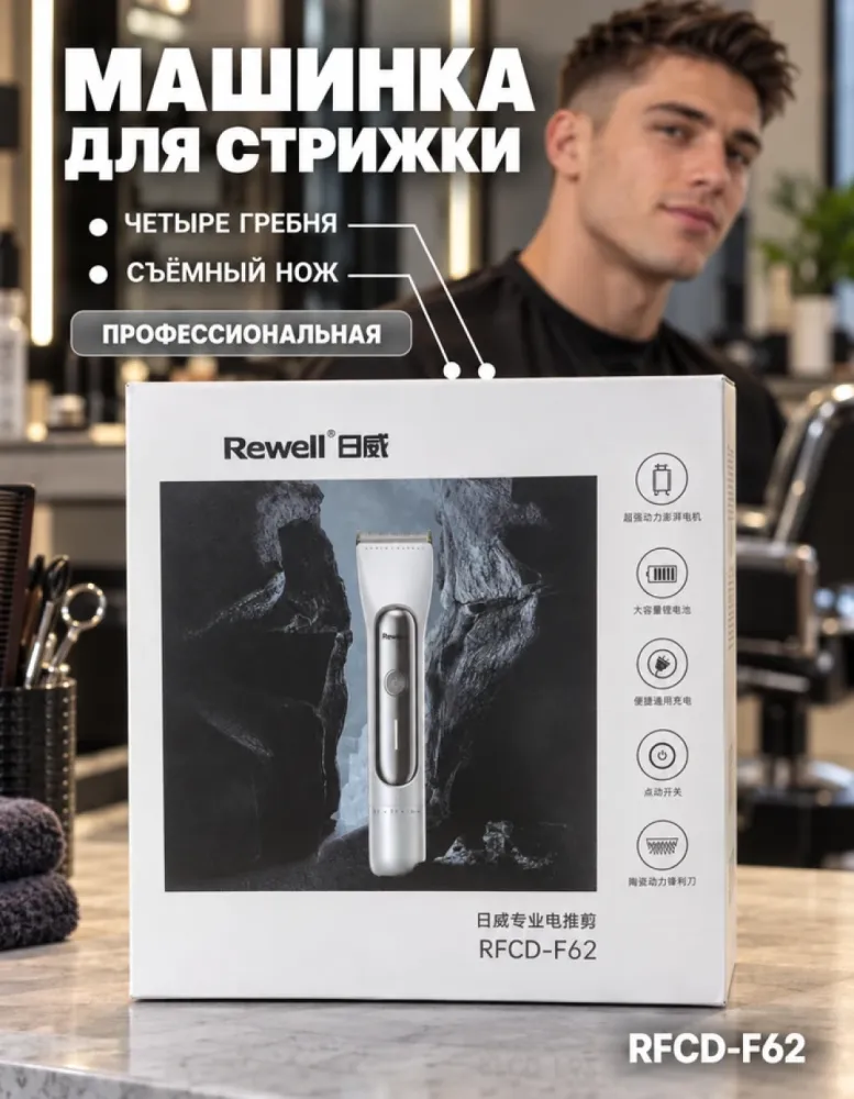 Машинка для стрижки волос Rewell RFCD-F62 профессиональная аккумуляторная