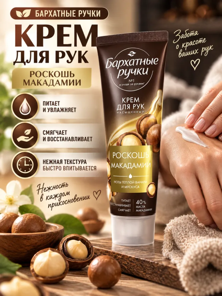 Крем для рук насыщенный Бархатные ручки Роскошь макадамии