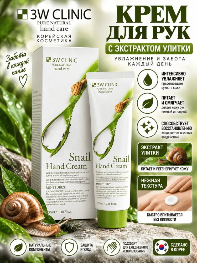 Крем для рук 3W Clinic Snail