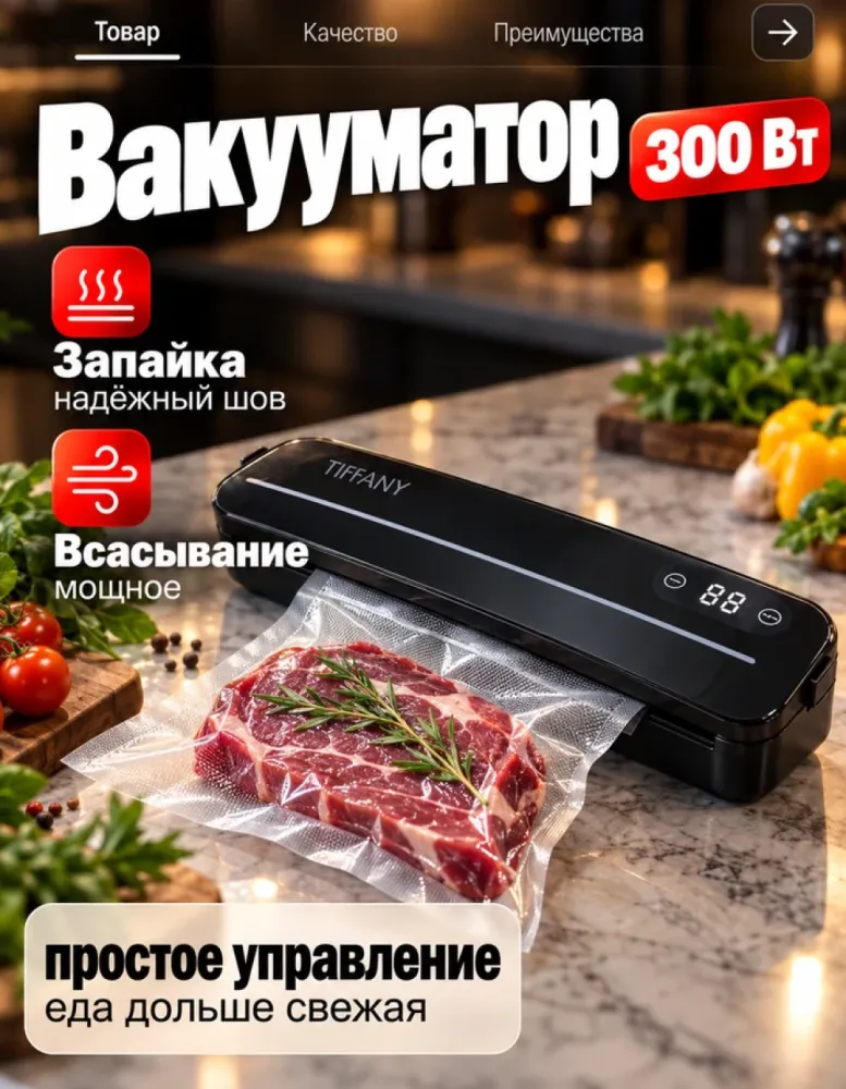 Вакуумный упаковщик TIFFANY TF-616, 300 Вт