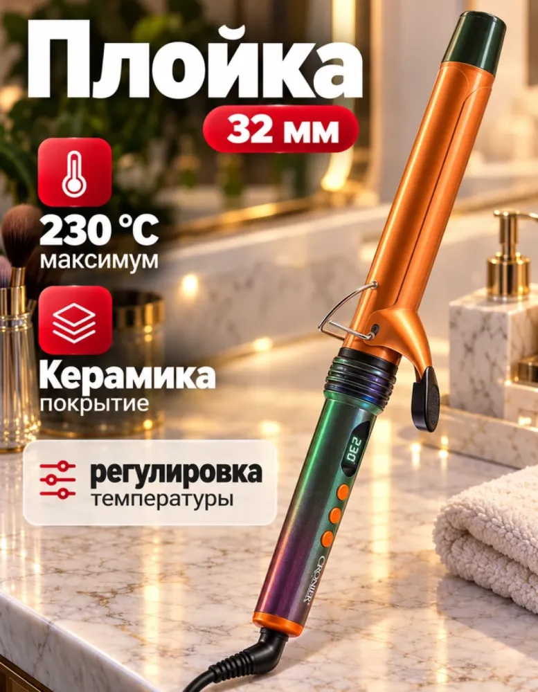 Плойка CRONIER CR-2053 32 мм, 230 °C