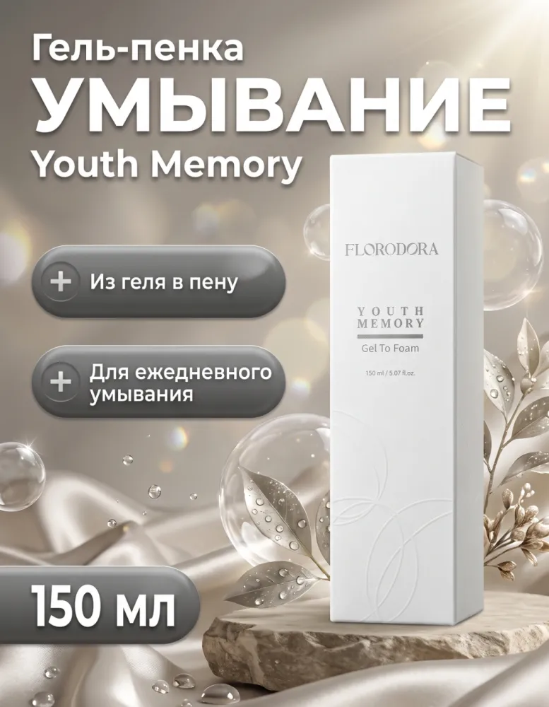 Гель-пенка для умывания FLORODORA Youth Memory Gel To Foam, 150 мл