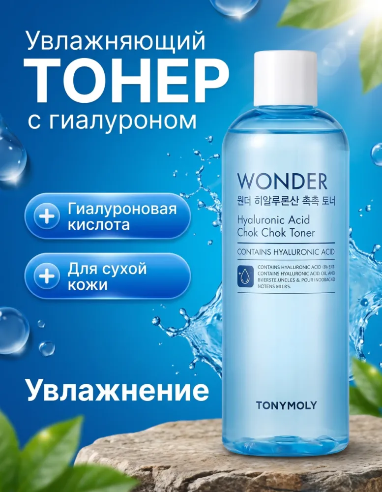 Тонер для лица TONYMOLY Wonder Hyaluronic Acid Chok Chok Toner с гиалуроновой кислотой