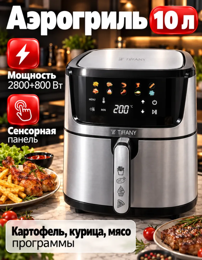 Аэрогриль TIFFANY TF-161, 10 л, 2800+800 Вт