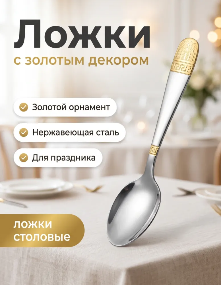 Ложки столовые с золотым орнаментом