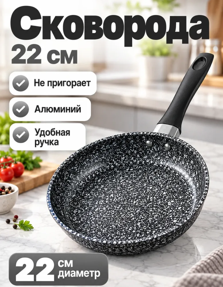 Сковорода MASTER STAR 22 см с антипригарным покрытием Snowflake