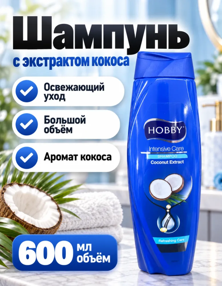Шампунь HOBBY Intensive Care с экстрактом кокоса 600 мл