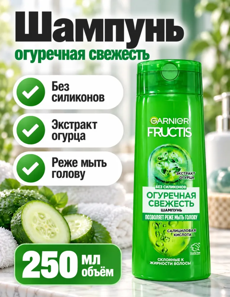 Шампунь Garnier Fructis «Огуречная свежесть» 250 мл