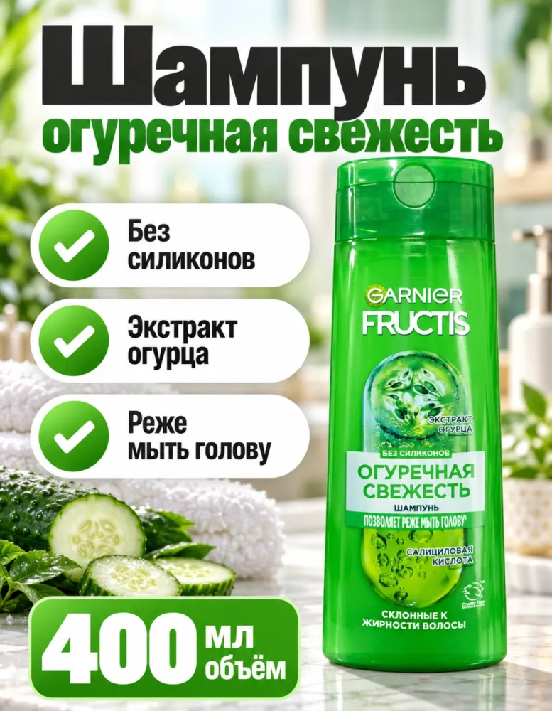 Шампунь Garnier Fructis «Огуречная свежесть» 400 мл