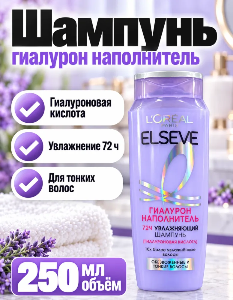 Шампунь L'Oréal Paris Elseve «Гиалурон наполнитель» 250 мл