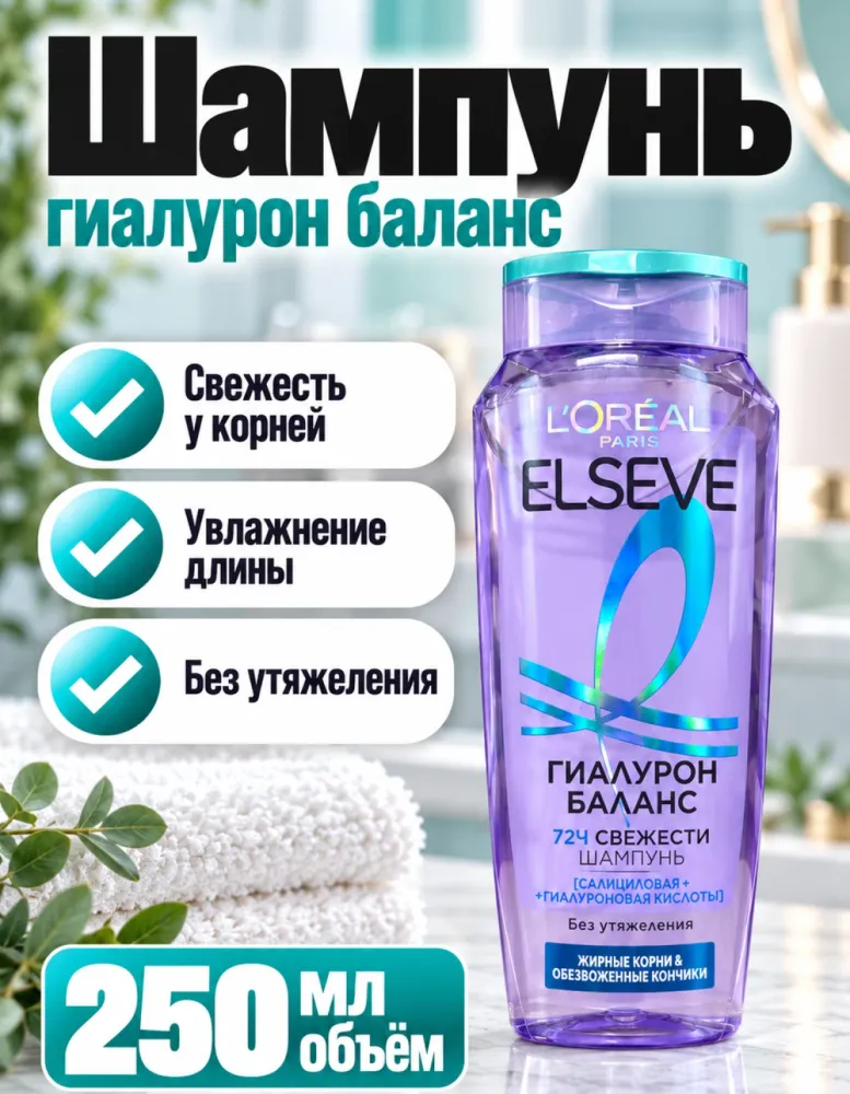 Шампунь L'Oréal Paris Elseve «Гиалурон баланс» 250 мл