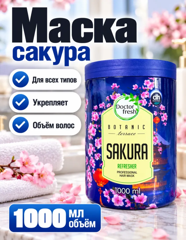 Бальзам-маска для волос Doctor Fresh Botanic Terrace Sakura Refresher 1000 мл