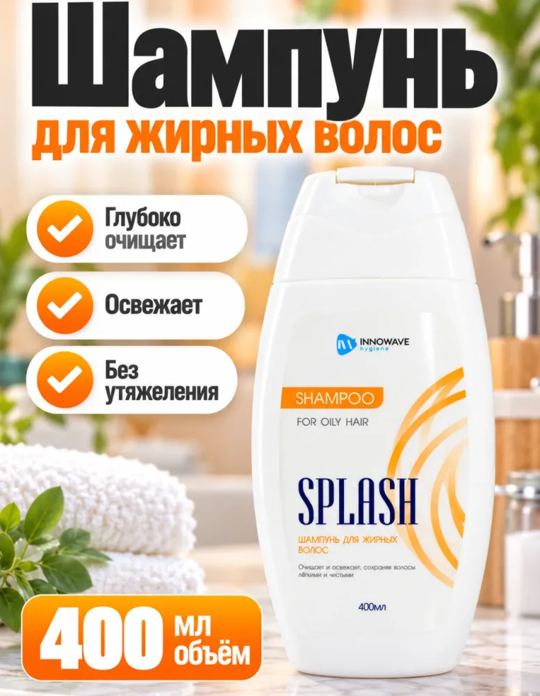 Шампунь Splash Innowave Hygiene для жирных волос 400 мл