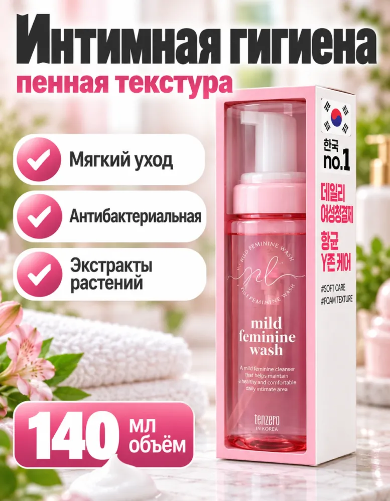 Пенка для интимной гигиены tenzero Mild Feminine Wash 140 мл