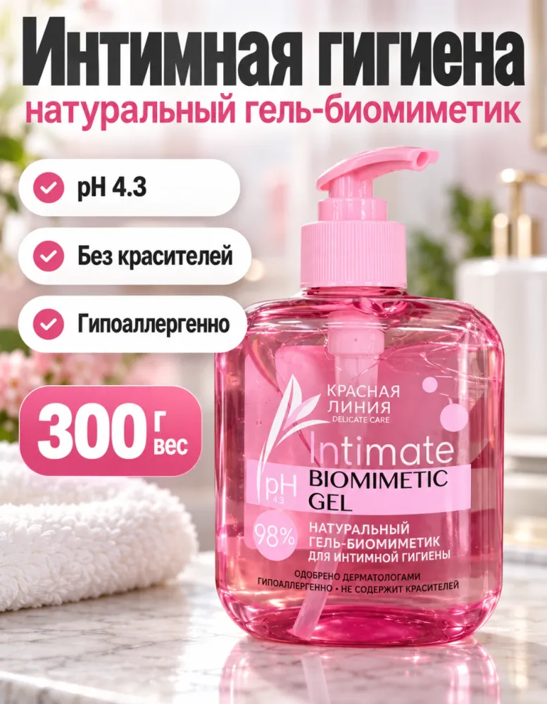 Гель-биомиметик для интимной гигиены Красная линия Delicate care Intimate Biomimetic Gel 300 г
