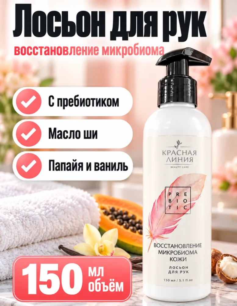 Лосьон для рук Красная линия Prebiotic «Восстановление микробиома кожи» 150 мл