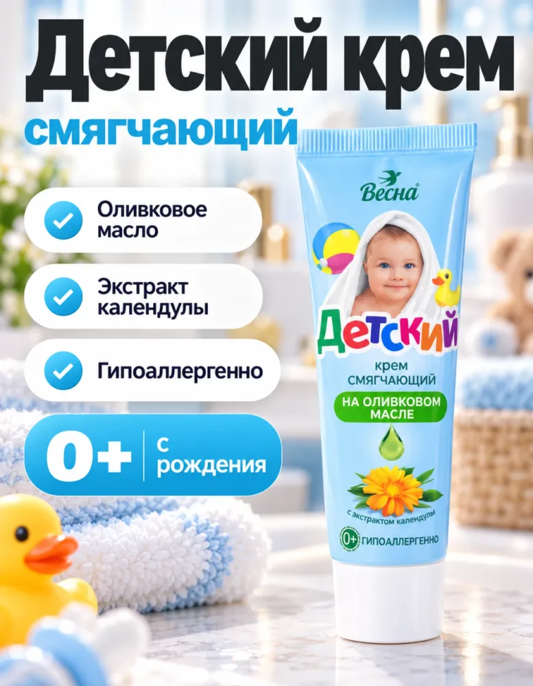 Детский крем Весна смягчающий на оливковом масле с экстрактом календулы