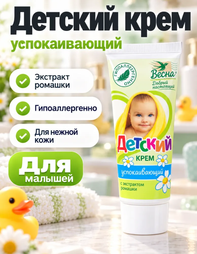 Детский крем Весна успокаивающий с экстрактом ромашки