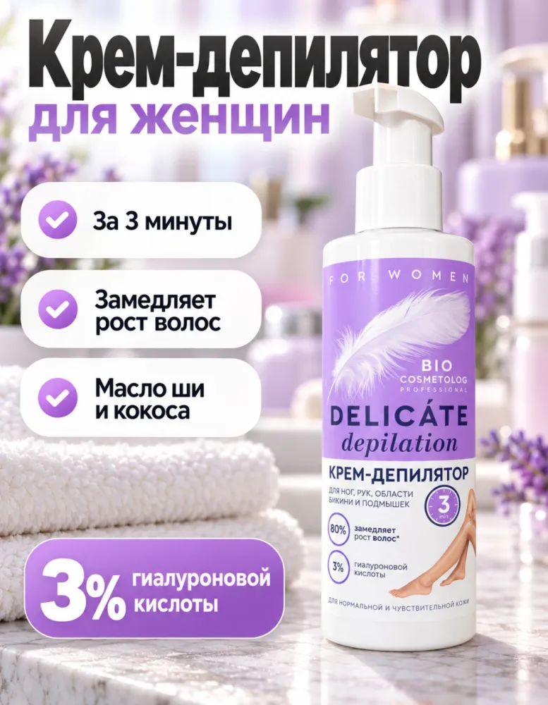 Крем-депилятор Delicate depilation Bio Cosmetolog Professional для женщин