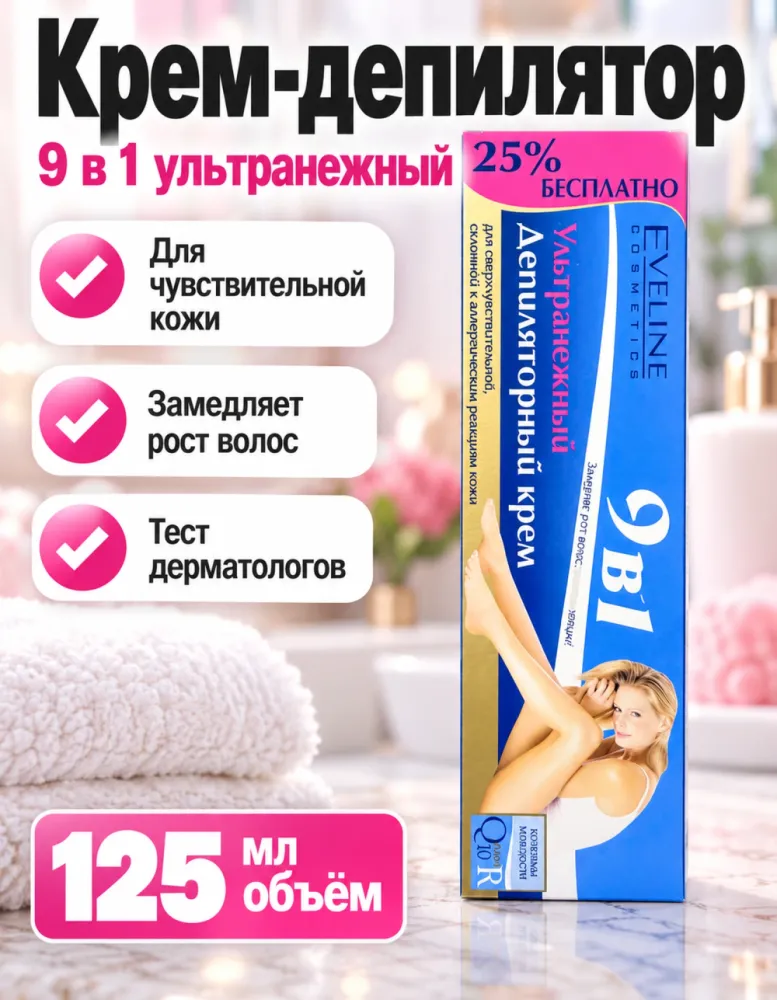 Депиляторный крем Eveline ультранежный 9в1 125 мл