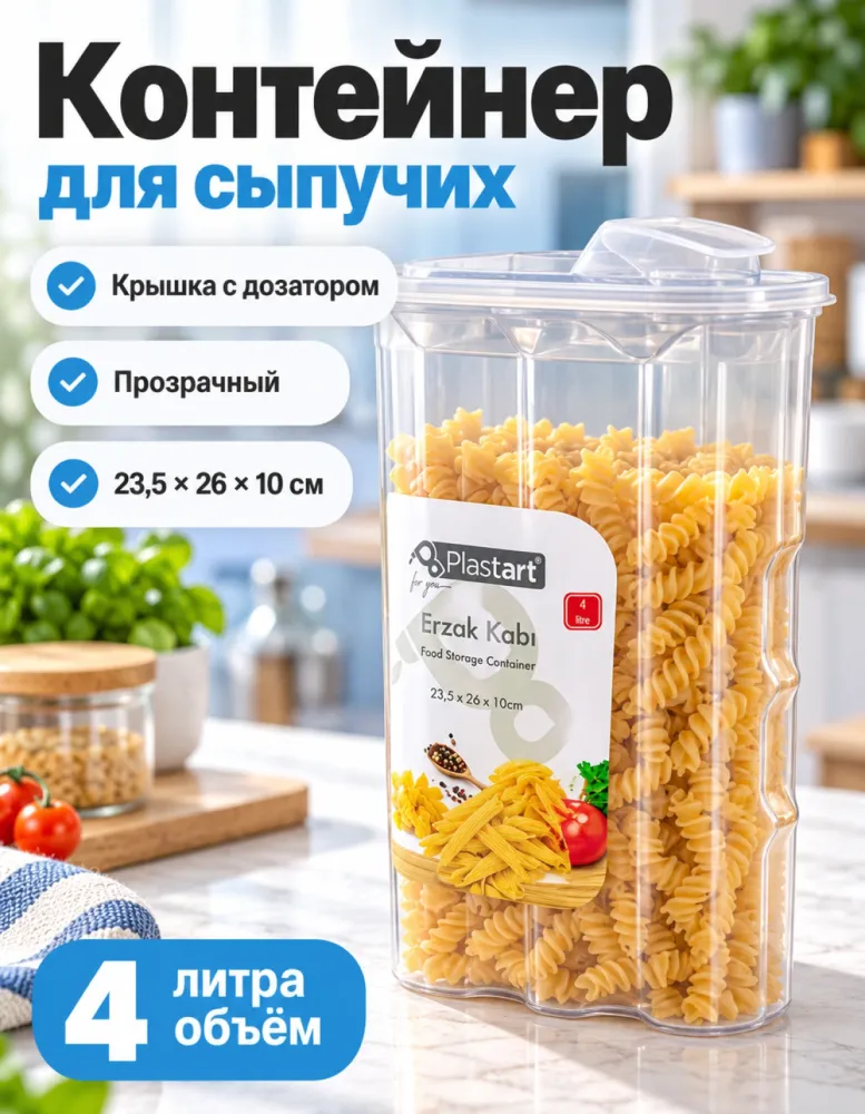 Контейнер для сыпучих Plastart Erzak Kabı 4 л