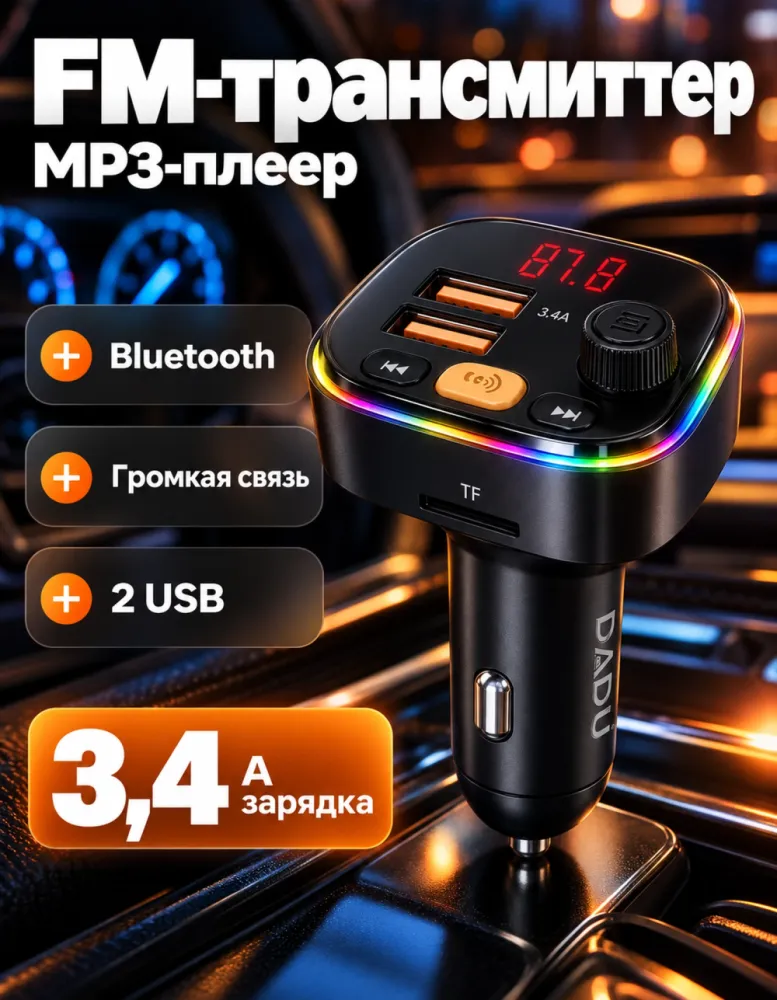 FM-трансмиттер DADU DC-C146 MP3-плеер 3,4 А с подсветкой