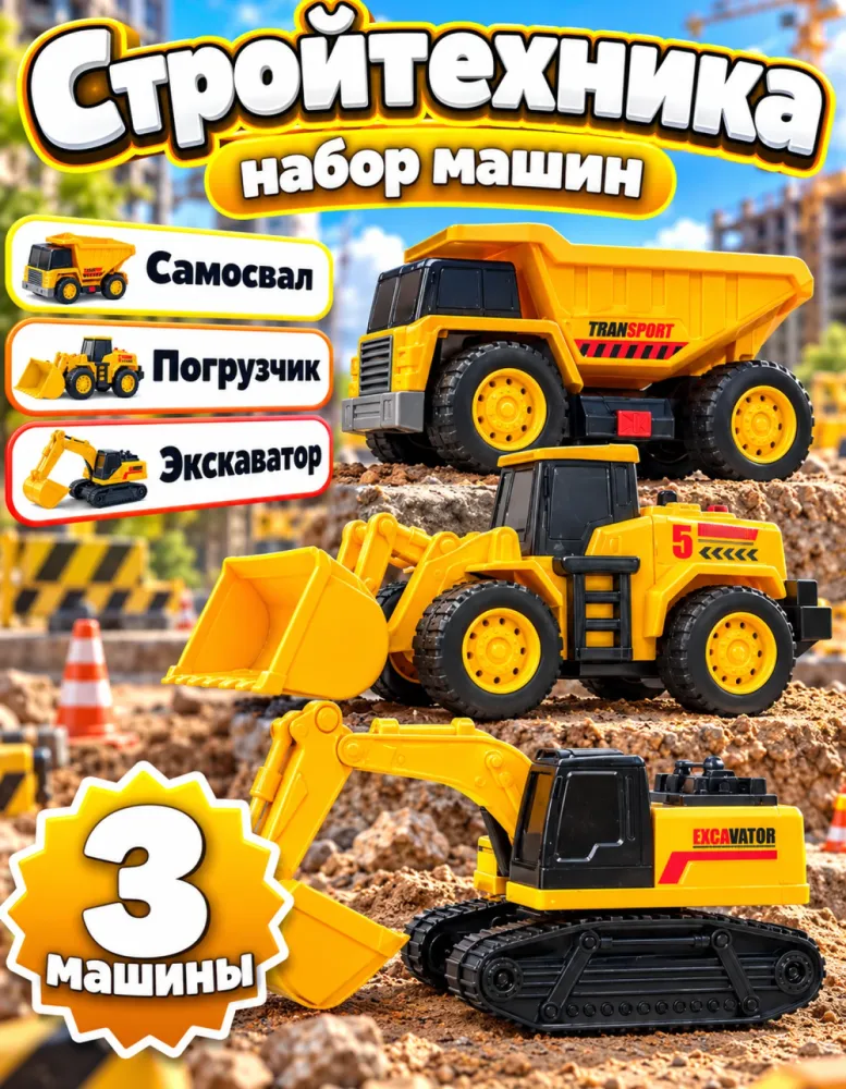 Набор строительной техники 1:24, 3 шт