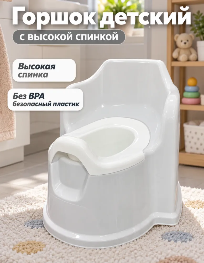 Горшок детский с высокой спинкой plast team, белый